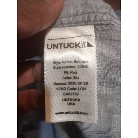 UNTUCKit Bairrada Hawaiian Button Shirt Mens Medium M Blue Floral Short Sleeve - Picture 9 of 11